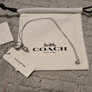 Coach Silver Heart Necklace NWT